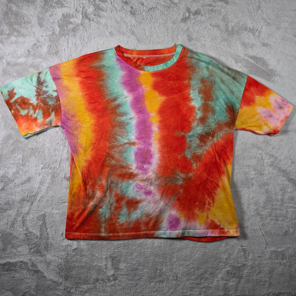 Unbranded Tie Dye T-Shirt Women Large Multicolor Festival Boho Short Sleeve Tee